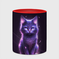 Кружка 3D Неоновый котик в лесу, цвет: 3D-белый + красный — фото 2