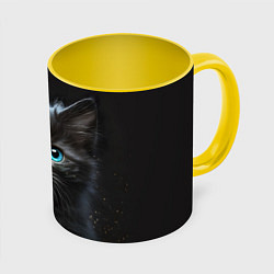 Кружка 3D Голубоглазый котенок, цвет: 3D-белый + желтый