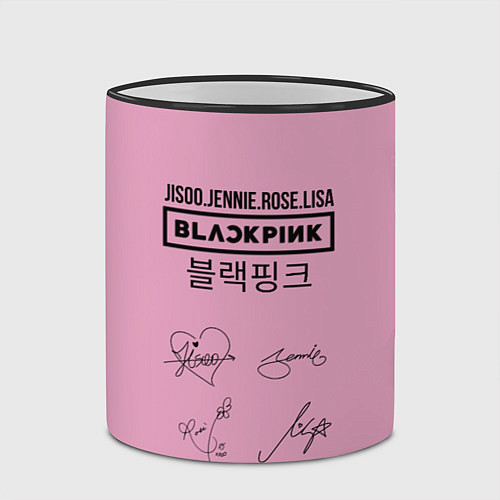 Кружка цветная Blackpink лого и подписи / 3D-Черный кант – фото 2