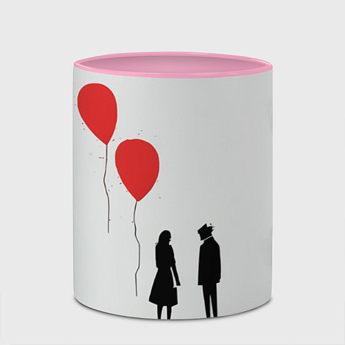 Кружка цветная Минималистичный День влюблённых / 3D-Белый + розовый – фото 2