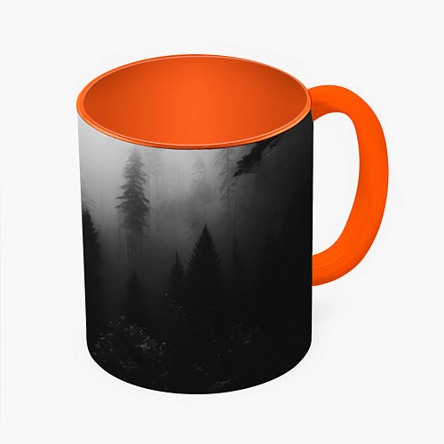 Кружка цветная Красивый туманный лес / 3D-Белый + оранжевый – фото 1