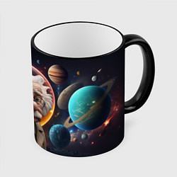 Кружка 3D Альберт Эйнштейн и его теория, цвет: 3D-черный кант