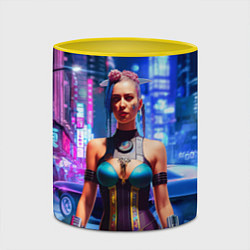 Кружка 3D Cyberpunk 2077 - neural network, цвет: 3D-белый + желтый — фото 2