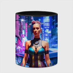 Кружка 3D Cyberpunk 2077 - neural network, цвет: 3D-белый + черный — фото 2