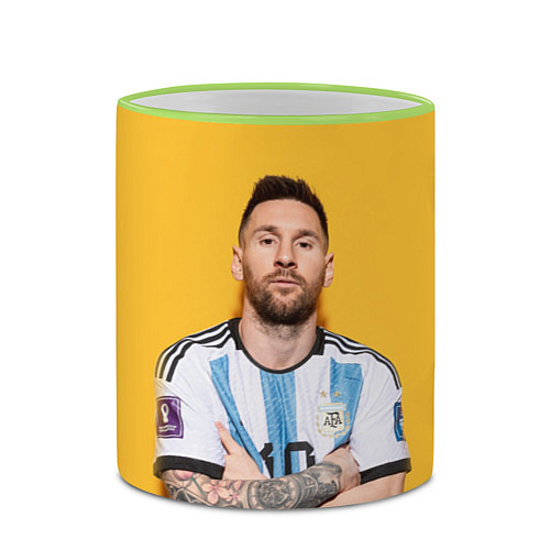 Кружка цветная Lionel Messi 10 / 3D-Светло-зеленый кант – фото 2