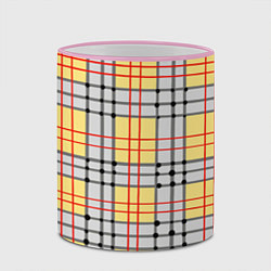 Кружка 3D Светлые квадраты и линии, цвет: 3D-розовый кант — фото 2