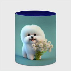 Кружка 3D Белая собака милаха, цвет: 3D-белый + синий — фото 2