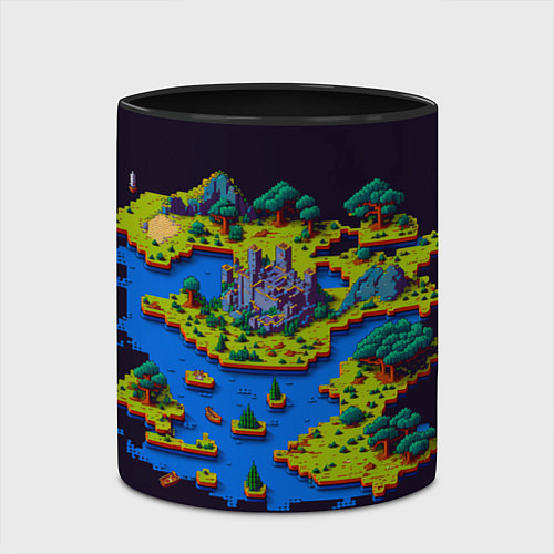 Кружка цветная Пиксельный остров и замок / 3D-Белый + черный – фото 2