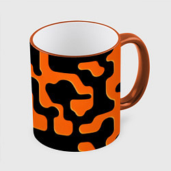 Кружка 3D Черно-оранжевый абстрактный лабиринт, цвет: 3D-оранжевый кант