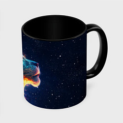 Кружка 3D Космический звёздный лев, цвет: 3D-белый + черный
