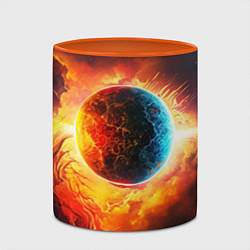 Кружка 3D Планета в огненном космосе, цвет: 3D-белый + оранжевый — фото 2