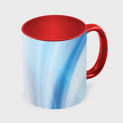 Кружка 3D Светлые синие и голубые волны, цвет: 3D-белый + красный
