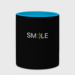 Кружка 3D Надпись smile, цвет: 3D-белый + небесно-голубой — фото 2