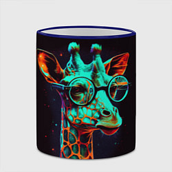 Кружка 3D Зеленый жираф в круглых очках, цвет: 3D-синий кант — фото 2
