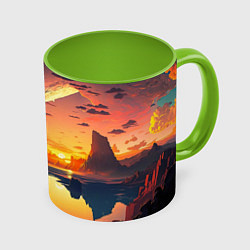 Кружка 3D Я не нарушаю правила, я живу по своим, цвет: 3D-белый + светло-зеленый