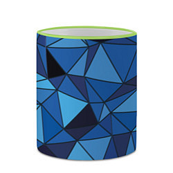 Кружка 3D Синие треугольники, абстракт, цвет: 3D-светло-зеленый кант — фото 2