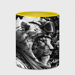 Кружка 3D Лев солдат в камуфляже, цвет: 3D-белый + желтый — фото 2