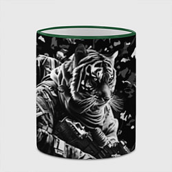 Кружка 3D Тигр воин спецназа, цвет: 3D-зеленый кант — фото 2