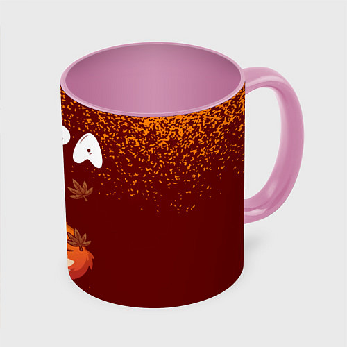 Кружка цветная Вера осенняя лисичка / 3D-Белый + розовый – фото 1
