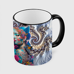 Кружка 3D Japanese beauty - irezumi, цвет: 3D-черный кант