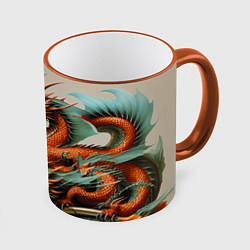 Кружка 3D Japan dragon - irezumi, цвет: 3D-оранжевый кант