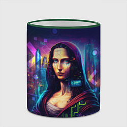 Кружка 3D Cyberpunk Mona Lisa, цвет: 3D-зеленый кант — фото 2