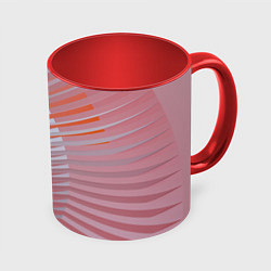 Кружка 3D Абстрактные розовые волнообразные линии, цвет: 3D-белый + красный