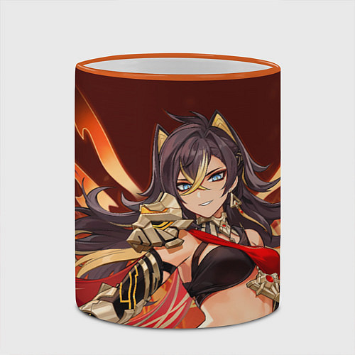 Кружка цветная Dehya Genshin Impact / 3D-Оранжевый кант – фото 2