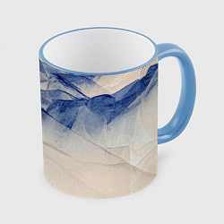 Кружка 3D Горы скалы в тумане, цвет: 3D-небесно-голубой кант