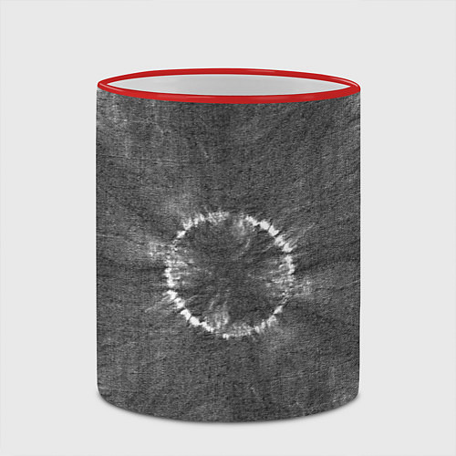 Кружка цветная Серый круг тай-дай / 3D-Красный кант – фото 2