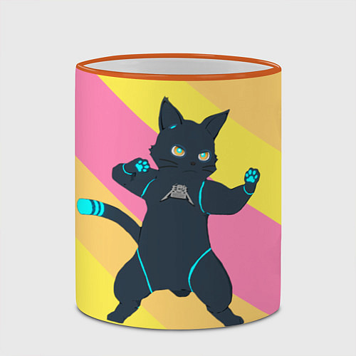 Кружка цветная Hi-Fi Rush Cat / 3D-Оранжевый кант – фото 2
