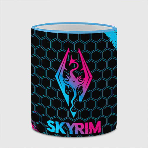 Кружка цветная Skyrim - neon gradient / 3D-Небесно-голубой кант – фото 2