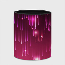 Кружка 3D Светящиеся розовые линии, цвет: 3D-белый + черный — фото 2