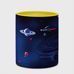 Кружка 3D Космос, планеты, ракета, цвет: 3D-белый + желтый — фото 2