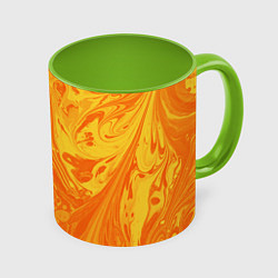 Кружка 3D Солнечный флюид арт, цвет: 3D-белый + светло-зеленый