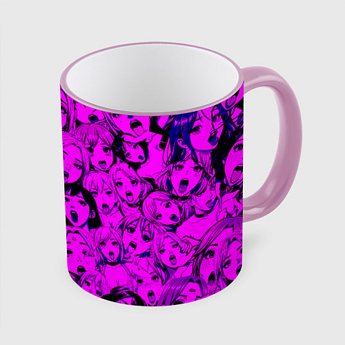 Кружка цветная Ahegao: Фиолетовый / 3D-Розовый кант – фото 1