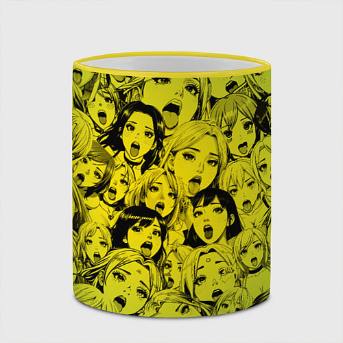 Кружка цветная Ahegao: Лайм / 3D-Желтый кант – фото 2