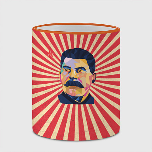 Кружка цветная Сталин полигональный / 3D-Оранжевый кант – фото 2