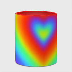 Кружка 3D Сердце - радужный градиент, цвет: 3D-белый + красный — фото 2