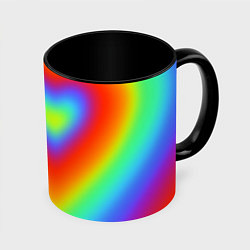Кружка 3D Сердце - радужный градиент, цвет: 3D-белый + черный