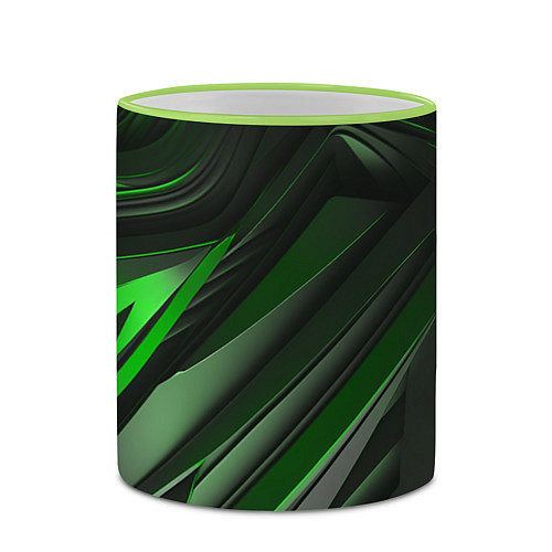 Кружка цветная Green black abstract / 3D-Светло-зеленый кант – фото 2