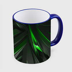 Кружка 3D Green black abstract, цвет: 3D-синий кант