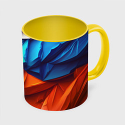 Кружка 3D Российский флаг на скале, цвет: 3D-белый + желтый