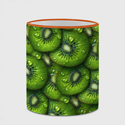 Кружка 3D Сочная текстура из киви, цвет: 3D-оранжевый кант — фото 2