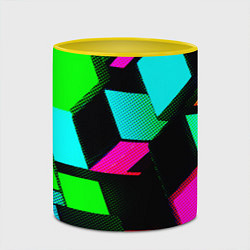 Кружка 3D Неоновые светящиеся кубики, цвет: 3D-белый + желтый — фото 2