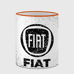 Кружка 3D Fiat с потертостями на светлом фоне, цвет: 3D-оранжевый кант — фото 2