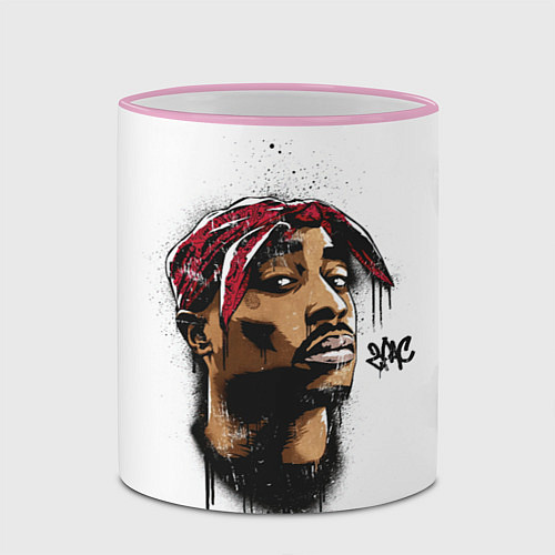 Кружка цветная 2Pac - Тупак Шакур / 3D-Розовый кант – фото 2