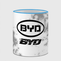 Кружка 3D BYD speed на светлом фоне со следами шин, цвет: 3D-небесно-голубой кант — фото 2