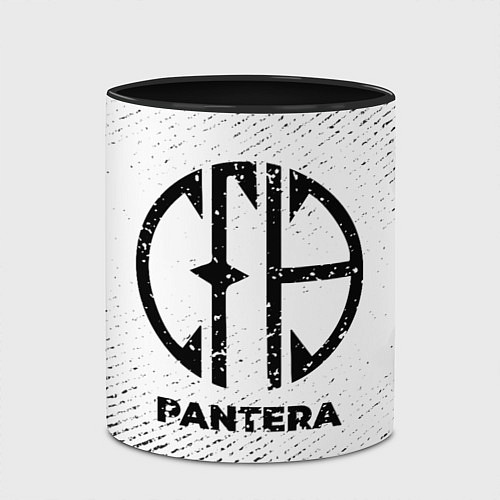 Кружка цветная Pantera с потертостями на светлом фоне / 3D-Белый + черный – фото 2