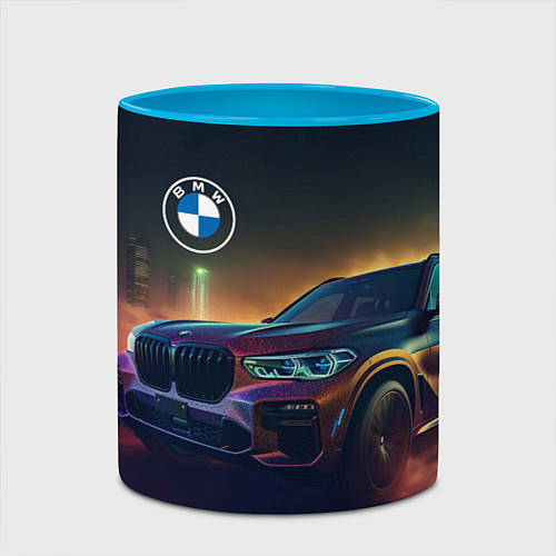 Кружка цветная BMW midjourney / 3D-Белый + небесно-голубой – фото 2